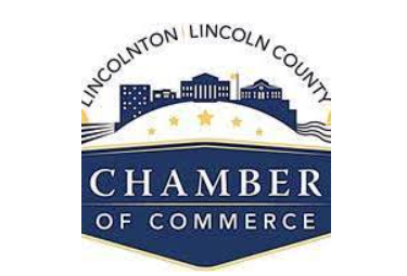 Logo of the Lincolnton Lincoln County Chamber of Commerce featuring a city skyline, stars, and the organization name.